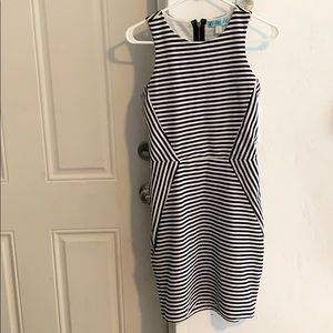 Black and white striped dress